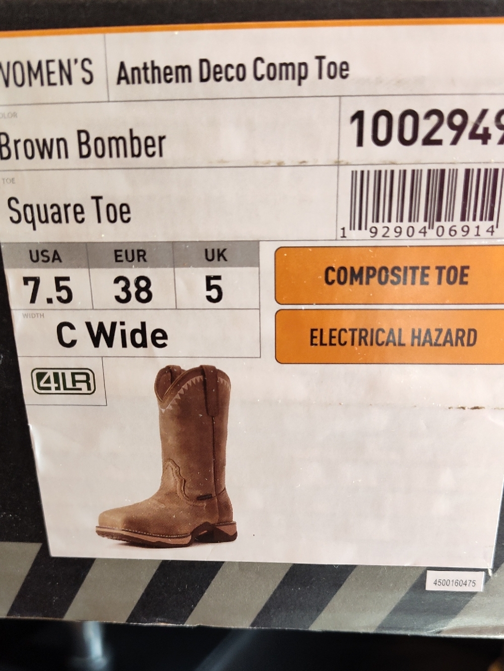 Anthem Deco Comp Toe Brown Bomber Women's Boot NWT